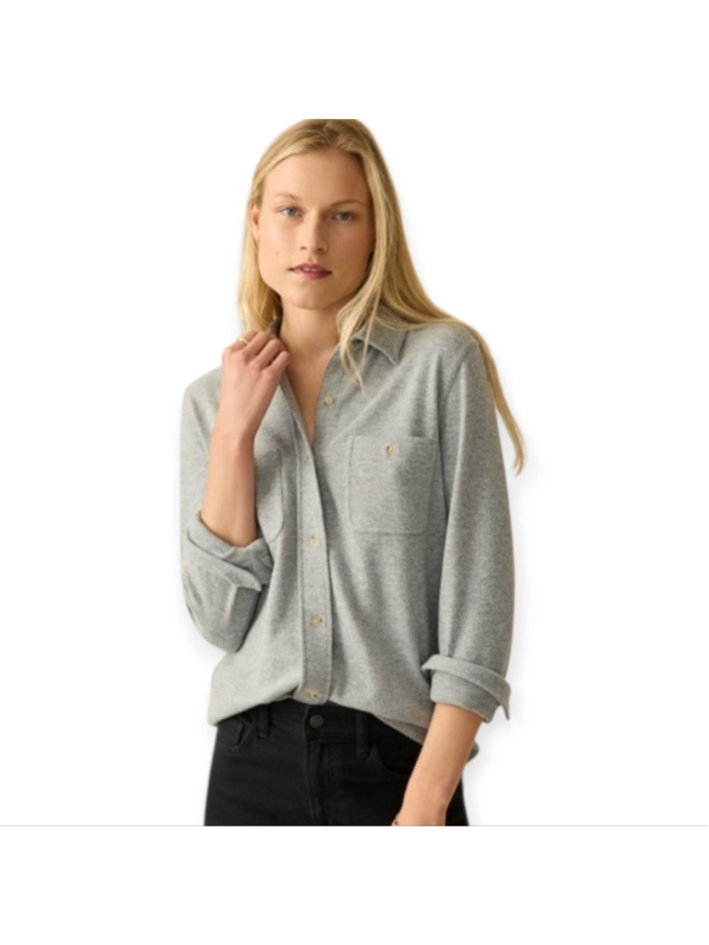 Faherty Soft Gray Legend Sweater Shirt Women's L